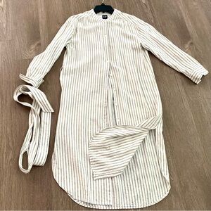 NWOT GAP Gray Striped Linen Blend Shirtdress